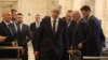 Независими депутати, членове на ДПС, дават брифинг в кулоарите на Народното събрание. 