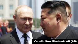 Ресей президенті Владимир Путин және Солтүстік Корея басшысы Ким Чен Ын. 19 маусым, 2024 жыл.