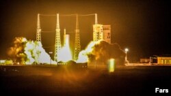 A photo released by Iranian news agencies show Iran's satellite launch, which ended in failure.