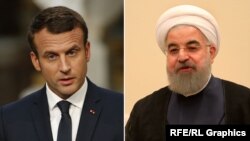 امانوئل مکرون، رئیس‌جمهور فرانسه (چپ)، و حسن روحانی