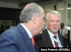 Šef crnogorske diplomatije Milan Roćen i šef Delegacije EU u Crnoj Gori Leopold Maurer, 2011.