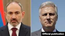 Премьер-министр Армении Никол Пашинян и советник президента США по национальной безопасности Роберт О'Брайен 