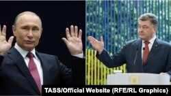 Президент України Петро Порошенко (п) та лідер Росії Володимир Путін, фотоколаж