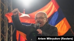 ARMENIA -- Armenian opposition leader Vazgen Manukian delivers a speech during a rally to demand the resignation of Armenian Prime Minister Nikol Pashinian in Yerevan, March 1, 2021
