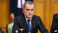 Azerbaijan's Foreign Minister Jeyhun Bayramov attends talks with Russian Foreign Minister Sergey Lavrov and Armenia's Foreign Minister Ararat Mirzoyan in Moscow,, May 19, 2023