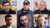 Фігуранти «справи Тихановського» (зліва направо): верхній ряд – Ігор Лосик, Сергій Тихановський, Микола Статкевич, нижній ряд – Володимир Циганович, Артем Саков, Дмитро Попов