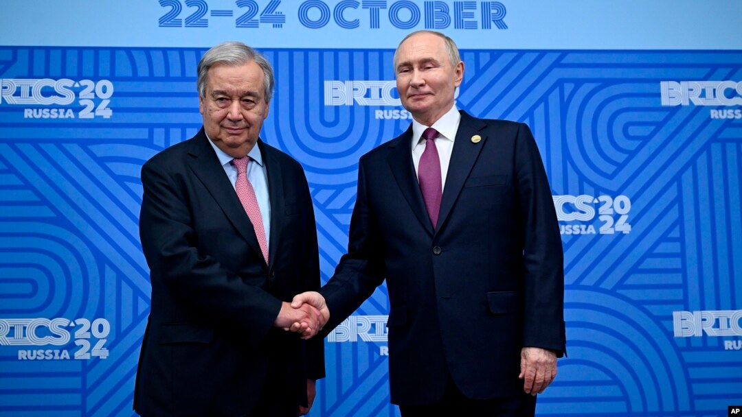 Генералният секретар на ООН Антониу Гутериш и руския президент Владимир Путин 